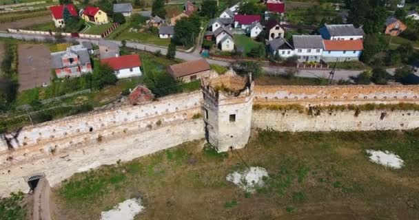 Panoramische Luchtfoto Van Het Oude Kasteel — Stockvideo