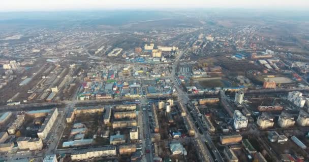 Panoramische Luchtfoto Drone Uitzicht Stad — Stockvideo