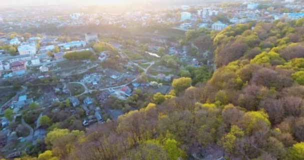 Panoramische Luchtfoto Drone Uitzicht Stad — Stockvideo