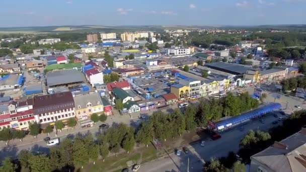 Panoramische Luchtfoto Drone Uitzicht Stad — Stockvideo