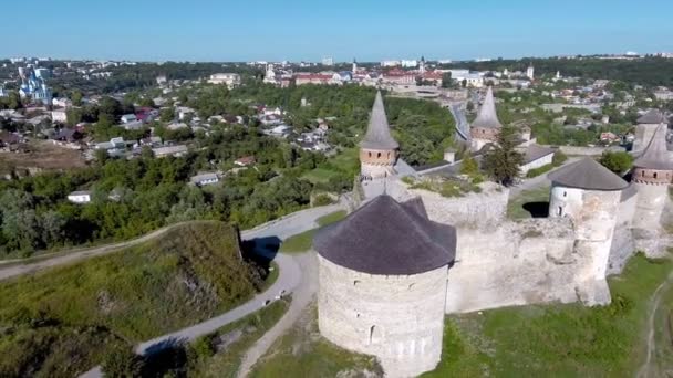Πανοραμικό Κάστρο Ιστορίας Εναέρια Βολή — Αρχείο Βίντεο