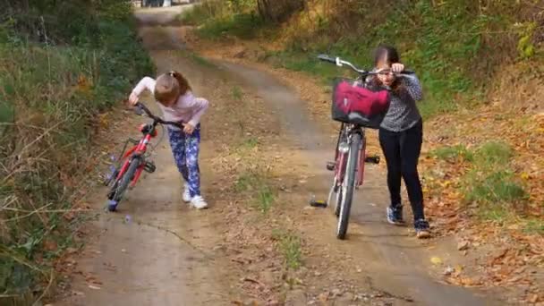 Niedliches Mädchen Mit Fahrt Ländlicher Landschaft 60P — Stockvideo