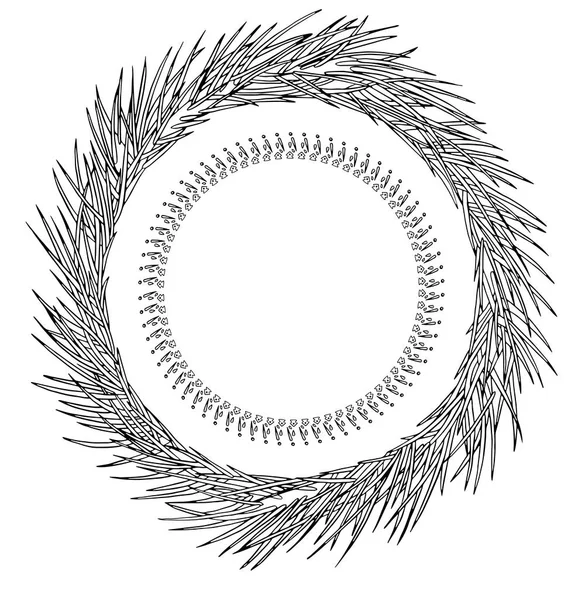 Vector Copo de nieve abstracto de formas geométricas y corona de pino. Navidad. Tarjeta de Año Nuevo — Archivo Imágenes Vectoriales