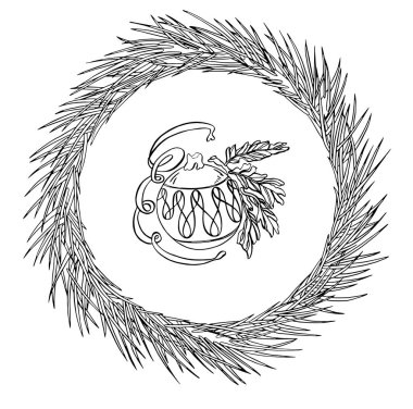 Oyuncak topile Vektör Noel çelenk. Yeni yıl kartı illüstrasyon. Tatil tasarımı.