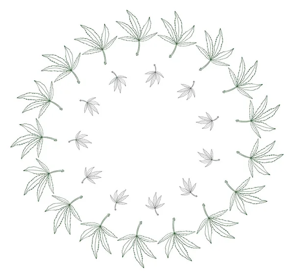 Декоративна зелена листя великої коноплі в круглій рамці — стокове фото