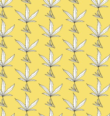 Büyük yaprakları ile kenevir Dekoratif desen