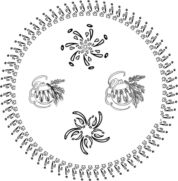 Vector Snowflake set geometrische krans en sneeuwvlok en ballen. Kerstmis. Nieuwjaarskaart — Stockvector