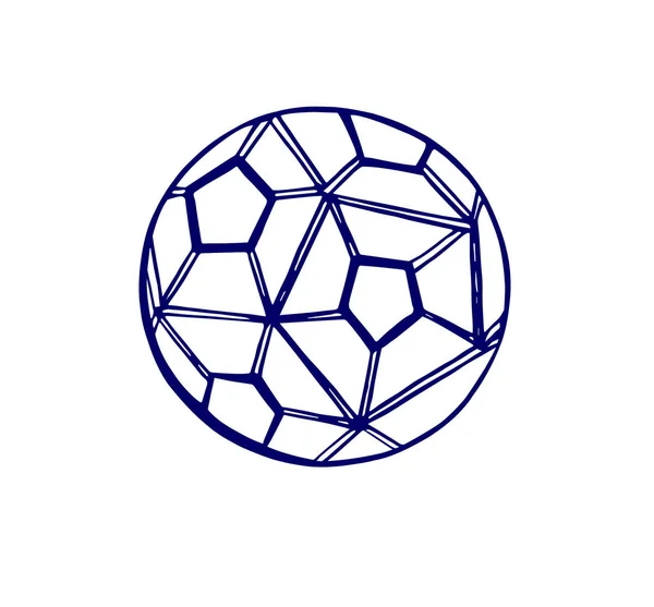 Illustration bleue du ballon abstrait de football contour — Photo