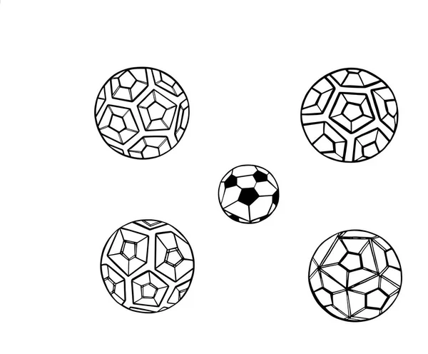 Vector Set Ilustración de la pelota de fútbol de contorno abstracto — Archivo Imágenes Vectoriales