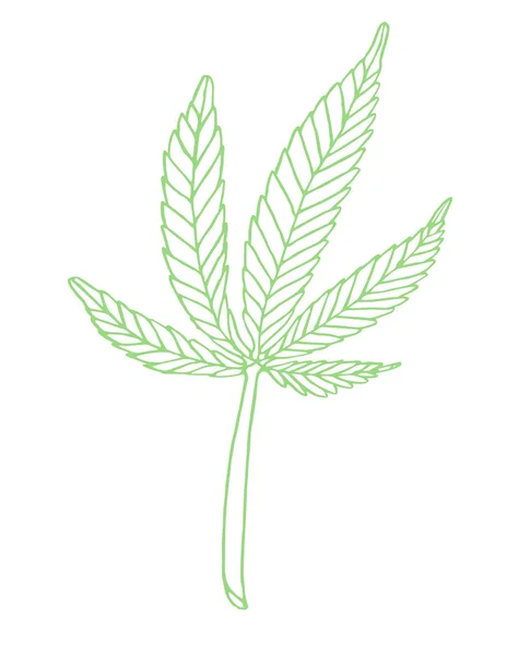 Illustration verte décorative feuilles de gros chanvre — Photo