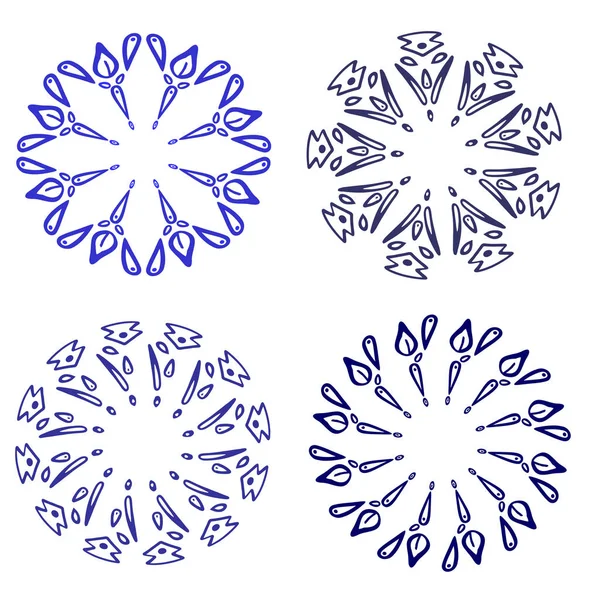 Set azul copo de nieve de formas geométricas. Navidad. Ilustración de tarjetas de Año Nuevo. Diseño de vacaciones . — Foto de Stock