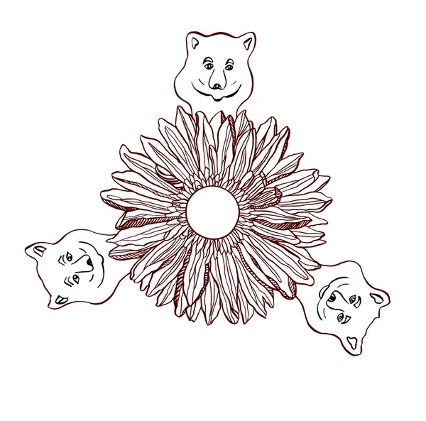 Μικρά χαμόγελα αρκούδες και λουλούδι Χρυζεμίου στη μέση — Φωτογραφία Αρχείου