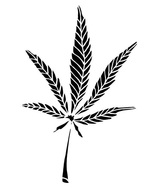 Decorative black trafaret leave of big hemp — Stock Photo, Image