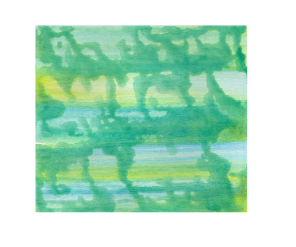 Abstraktní zelená akvarel skvrna se splashe a pruhy — Stock fotografie