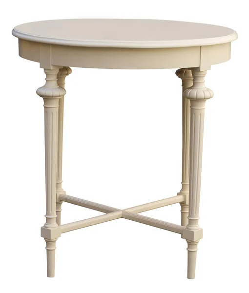 Zarif antika yuvarlak beyaz bitti izole sehpa