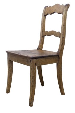 Beyaz arkaplanda izole edilmiş Eski Meşe Sandalyesi