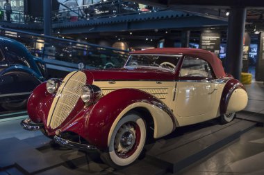 Riga, Letonya-Şubat 18, 2019:1938 Riga Motor Müzesi'nde Steyr