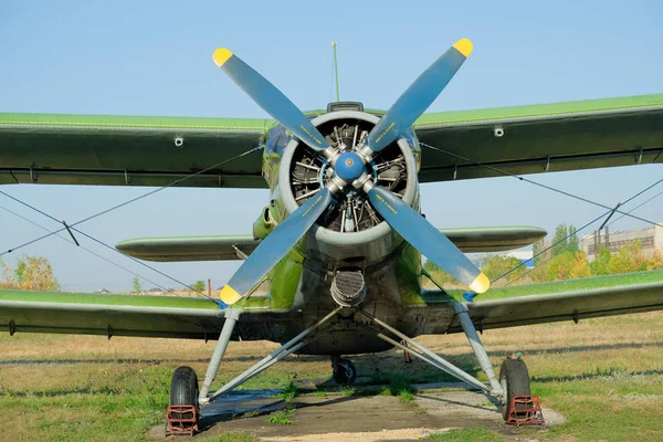 Light Small Sports Airplane Field Flying Club Parachutists Summer Sunny — Stock Photo, Image