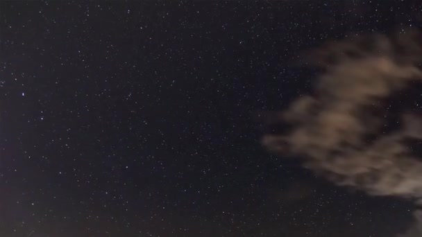 Zeitraffer Bewegung Von Sternen Wolken Und Meteoren Perseiden Nachthimmel — Stockvideo