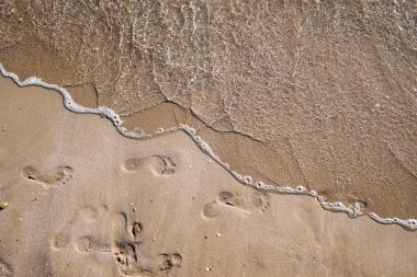 insan ayakları kumlu bir plaj üzerinde ayak dalgaları berrak denizi su sıcak yaz günü ruh tatil ile