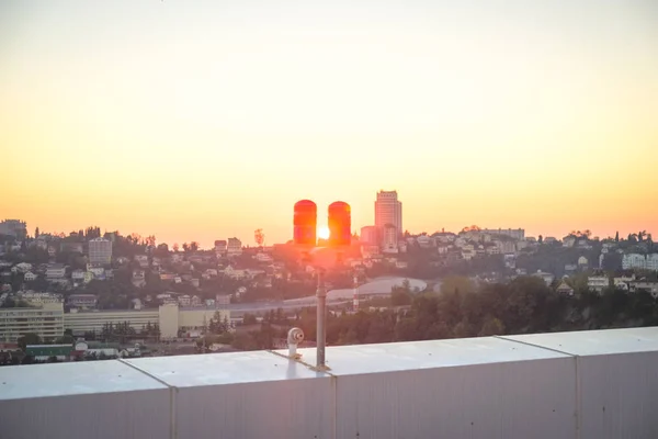 Red Lights Roof High Rise Building Safety Buildings Air Transport — Stock Photo, Image