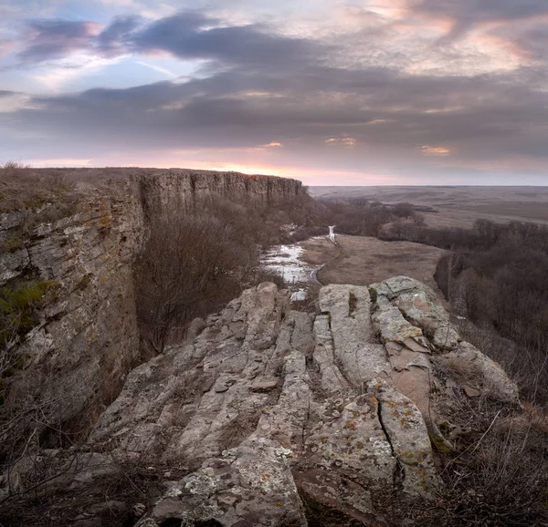 Rock Ridge Steppes Rostov Region Russia Moody Sky — Stock Photo, Image