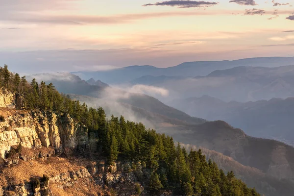 Crêtes Paysage Montagne Karachay Tcherkessia Lever Soleil — Photo