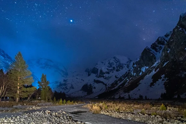 Garganta Montaña Ullu Tau Chana Por Noche Bajo Cielo Con — Foto de Stock