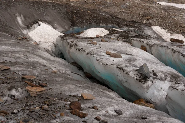 Stoki Lodowe Alibek Mountain Glacier Dombay Karachay Cherkess Rep Rosja — Zdjęcie stockowe