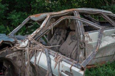 çimenler üzerinde çamur duruyor boğuldu bir kaza araba cesedi