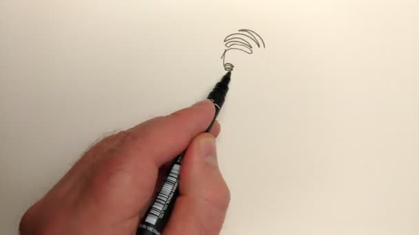 Процесс иллюстрации, бумага, рука художника с вкладышем, рисование континуусов линии: женщины с мешком на плече, рука на мешках ремешок