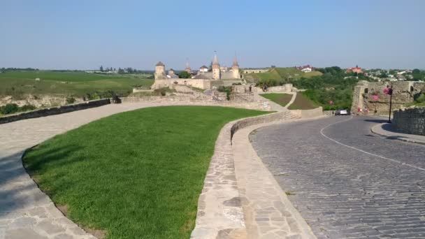 Vista Fortaleza Kamenets Podilsky Verão Bom Tempo Monumentos Históricos Estrutura — Vídeo de Stock