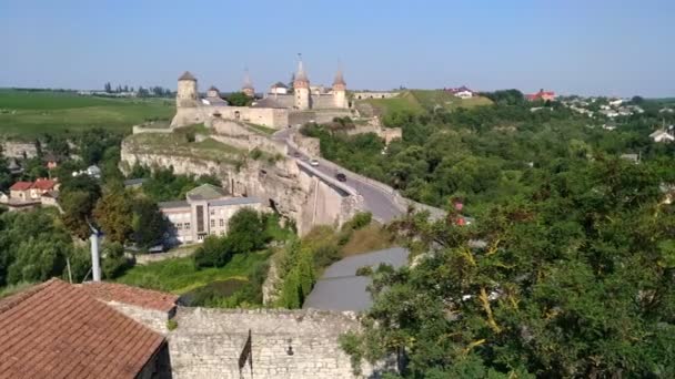 View Kamenets Podilsky Fortress Summer Good Weather Historical Monuments Medieval — Stock Video
