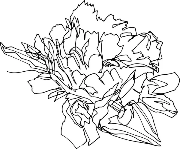 Peony bloem close-up, minimalistische illustratie — Stockvector