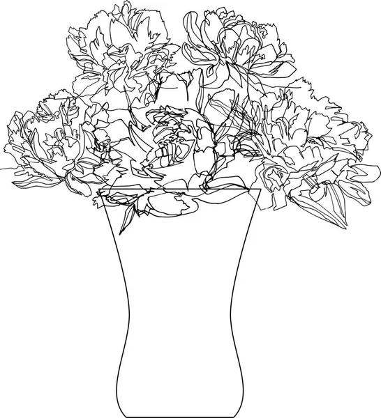 Bouquet de pivoines dans un vase — Image vectorielle