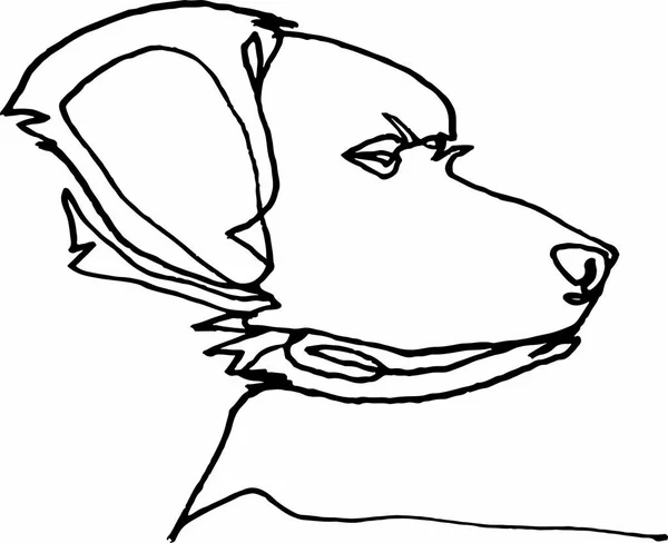 Kutya fejét profil, folytonos vonallal — Stock Vector