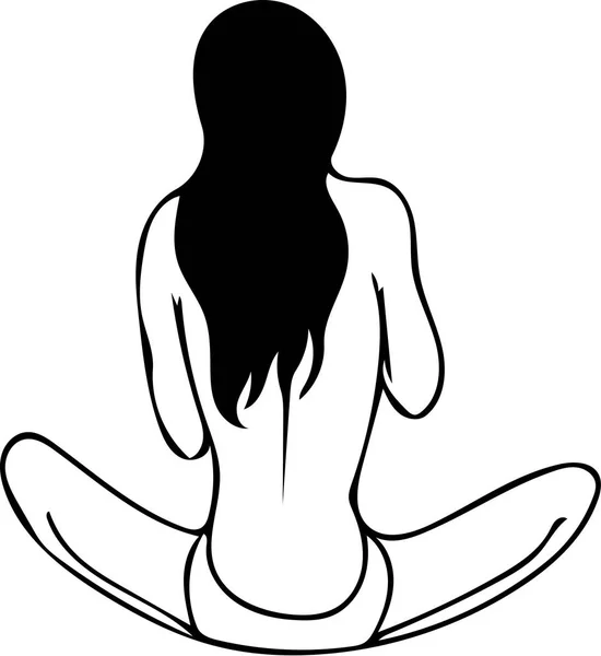 女孩坐在一个姿势 "土耳其语" (瑜伽) — 图库矢量图片