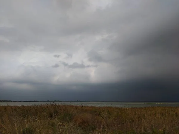 Dramatic storm sky panorama wide-angle landscape — Stock Photo, Image