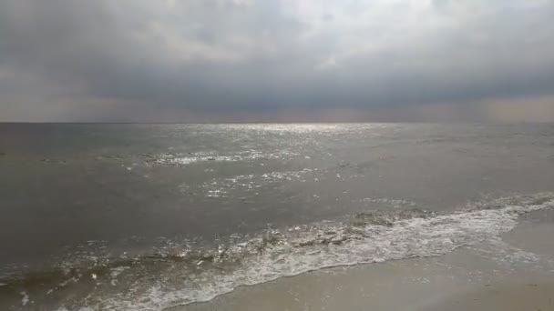 Tempo Dramático Trovoada Horizonte Acima Mar Mar Negro Nuvens Praia — Vídeo de Stock