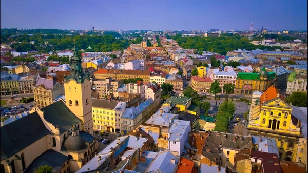 Eski Şehir dron tarzı panorama retro binalar — Stok fotoğraf