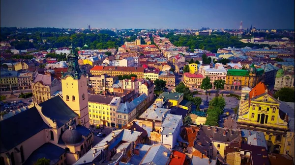 Eski Şehir dron tarzı panorama retro binalar — Stok fotoğraf