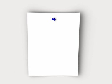 Kağıt mavi iğne ile beyaz arka plan üzerinde