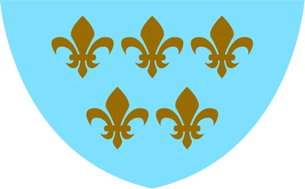 Fantasie blauwe embleem met gouden heraldische leeuwen — Stockvector