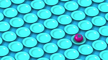 Pembe domates ile Mavi Pastel plakaların desen yaptı