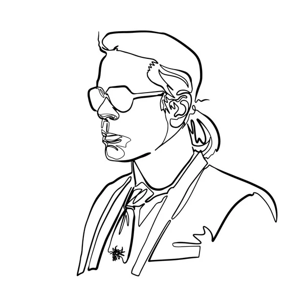 Schets van karl lagerfeld de hoofd — Stockvector