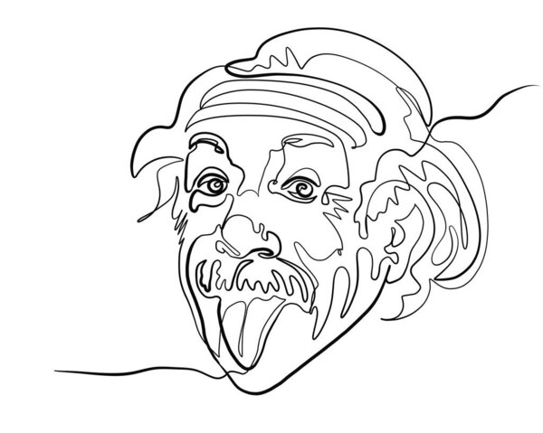 head of Einstein like person, tongue sticking out