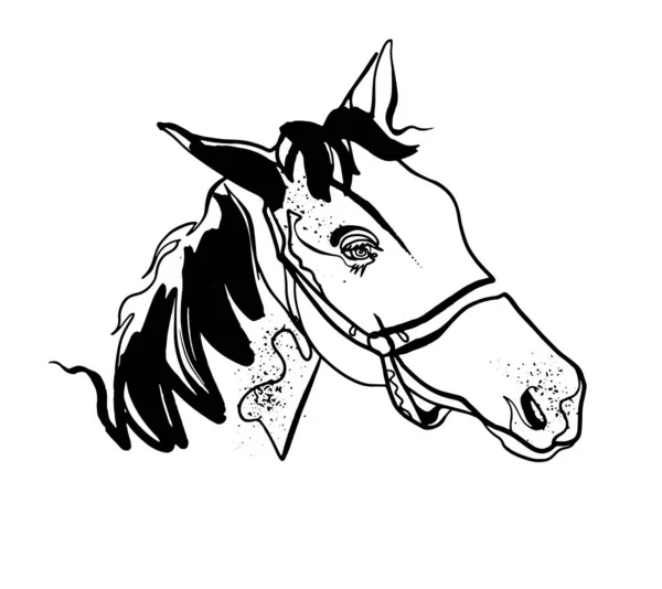 Silhouette de cheval. Dessin en ligne continue — Image vectorielle