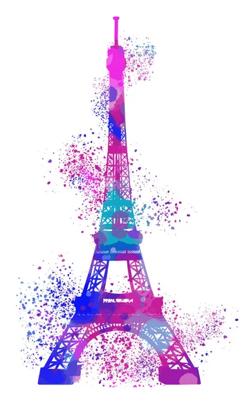 Eiffel tower in paris on white — Stock Vector