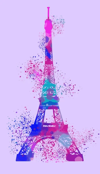 Eiffel tower in paris on colored sky — Stock Vector