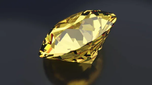 Żółty diament na ciemnoszarym tle, zbliżenie — Zdjęcie stockowe